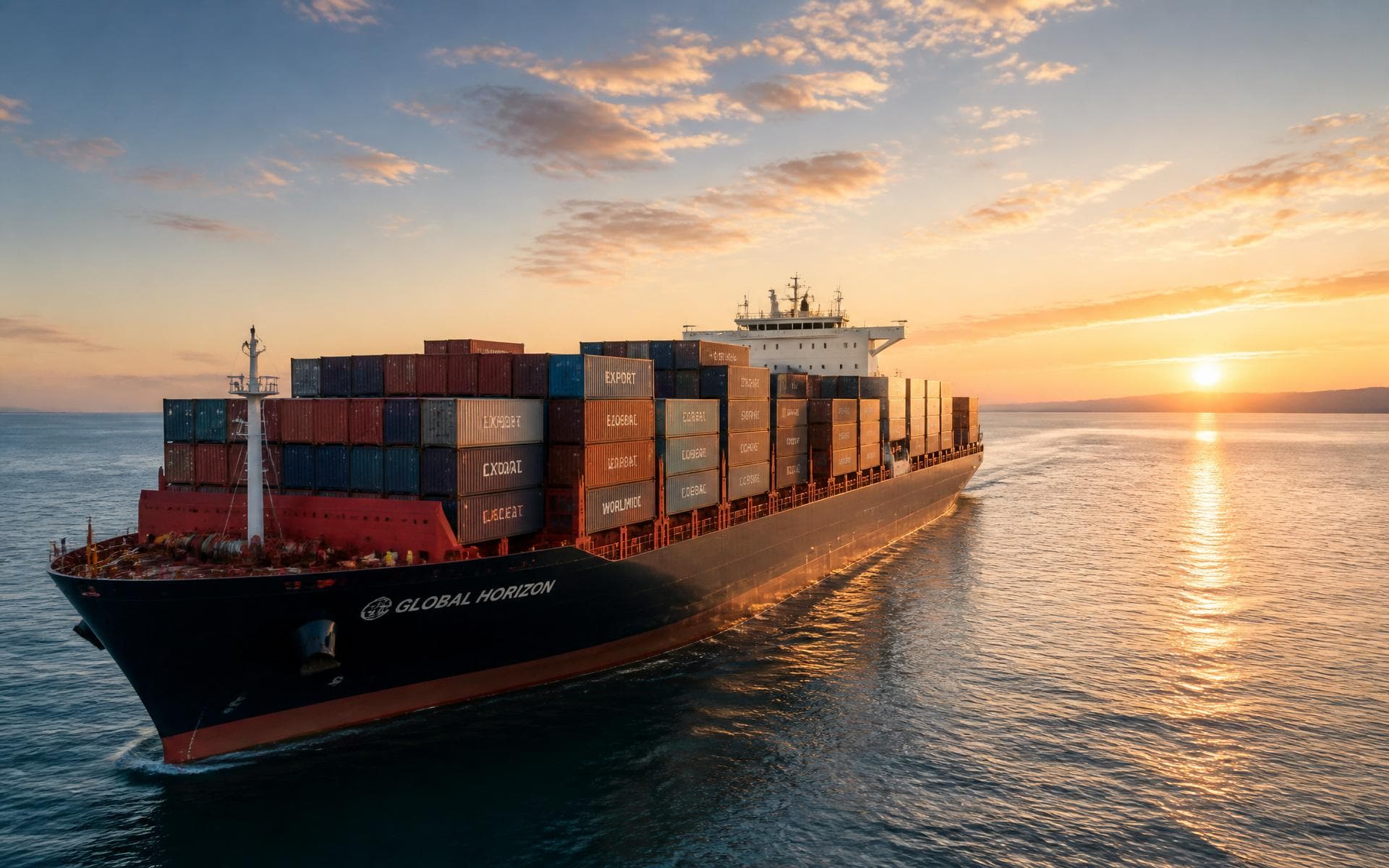 Container ship at sea
