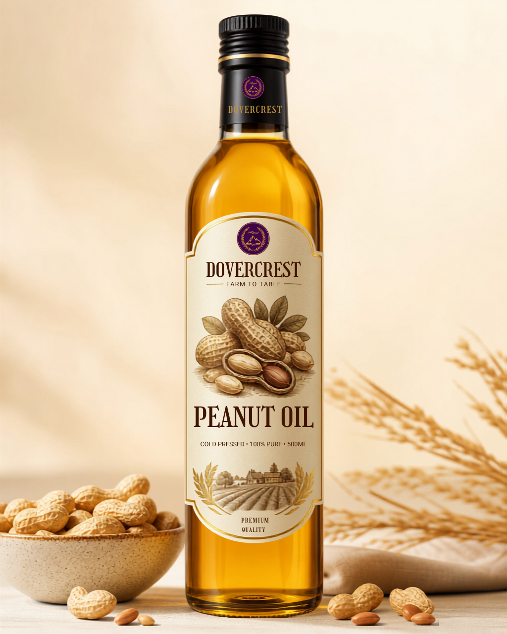 Dover Crest cold-pressed peanut oil bottle