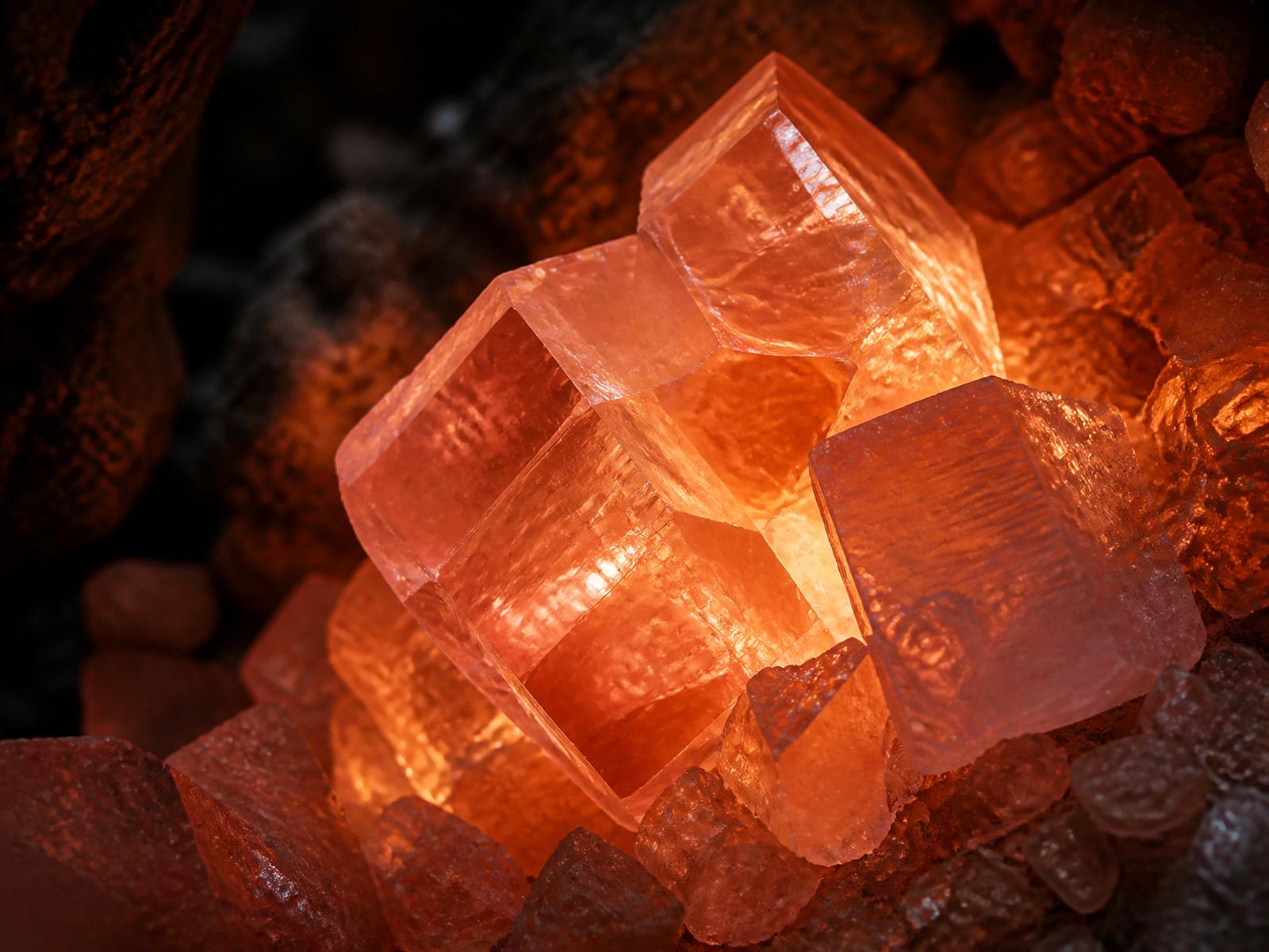 Pink salt crystals